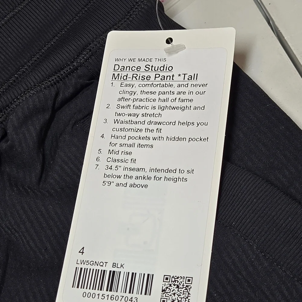 NWT LULULEMON Dance Studio Mid-Rise PantTall Black Size 4 5959 - Picture 7 of 14